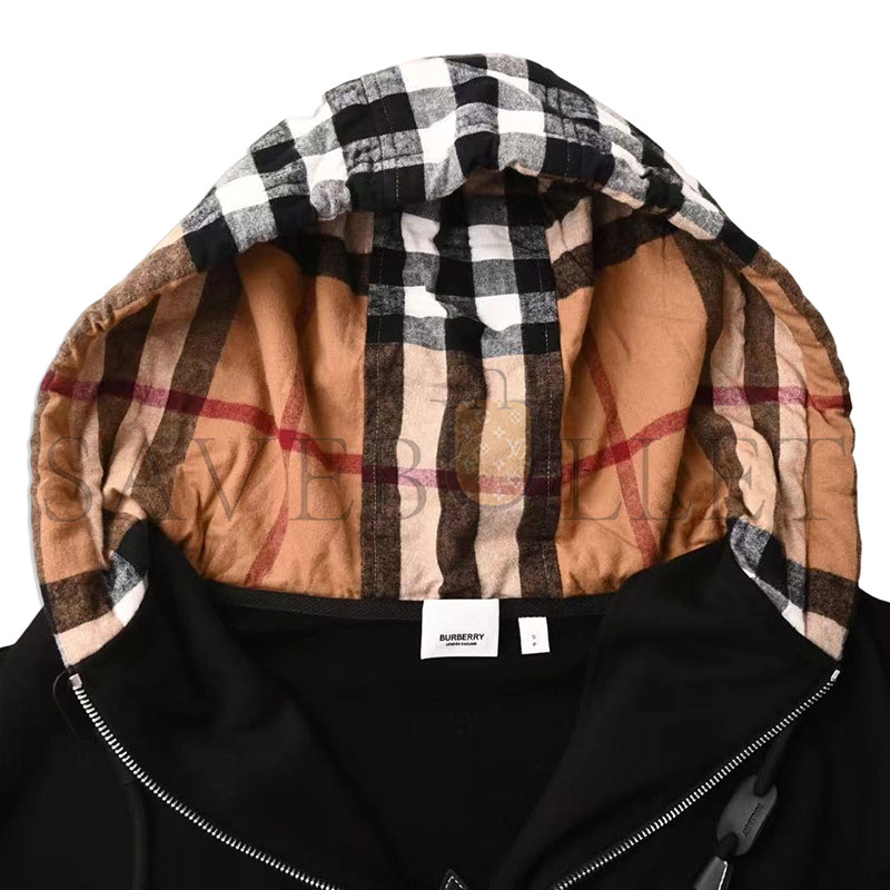 BURBERRY CHECK HOOD COTTON ZIP HOODIE 80558681